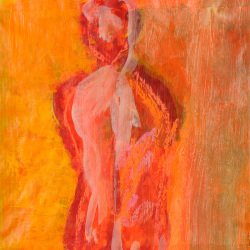 Rückenakt rot I Mischtechnik auf Papier I 30x20 I 2009