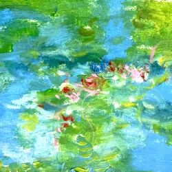 Seerosen _blau .klein I  20x30 I  Mischtechnik auf Papier I 2023 (verkauft)