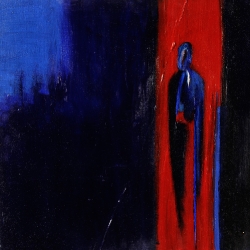 Blau in Rot in Blau  - 50 x 50 Mischtechnik auf Leinwand 2008