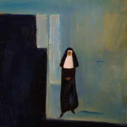 Die Klosterfrau - 30 x 30 Mischtechnik auf Leinwand 2011