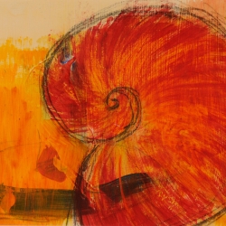 Oranger Nautilus I 20x30 I Mischtechnik auf Papier I 2005